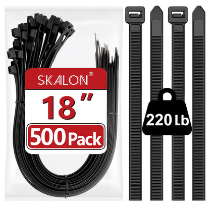 Zip Ties 8 inch (100 Pack), 40lbs Tensile Strength, Black Cable Ties, Wire Ties for indoor and outdoor use, by Skalon