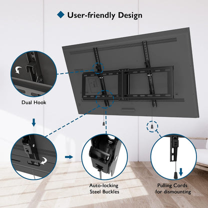 BONTEC TV Wall Bracket for 37-82 Inch TVs, Tilt TV Wall Mount, Up to 60 kg
