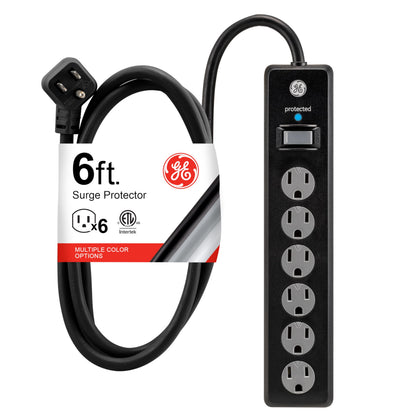 GE Surge Protector Power Strip, 2 Pack, 6 Ft Extension Cord