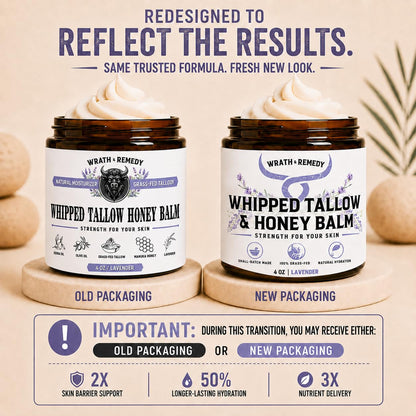 Wrath & Remedy Beef Tallow and Honey Balm, Handcrafted, Unscented, 4 oz