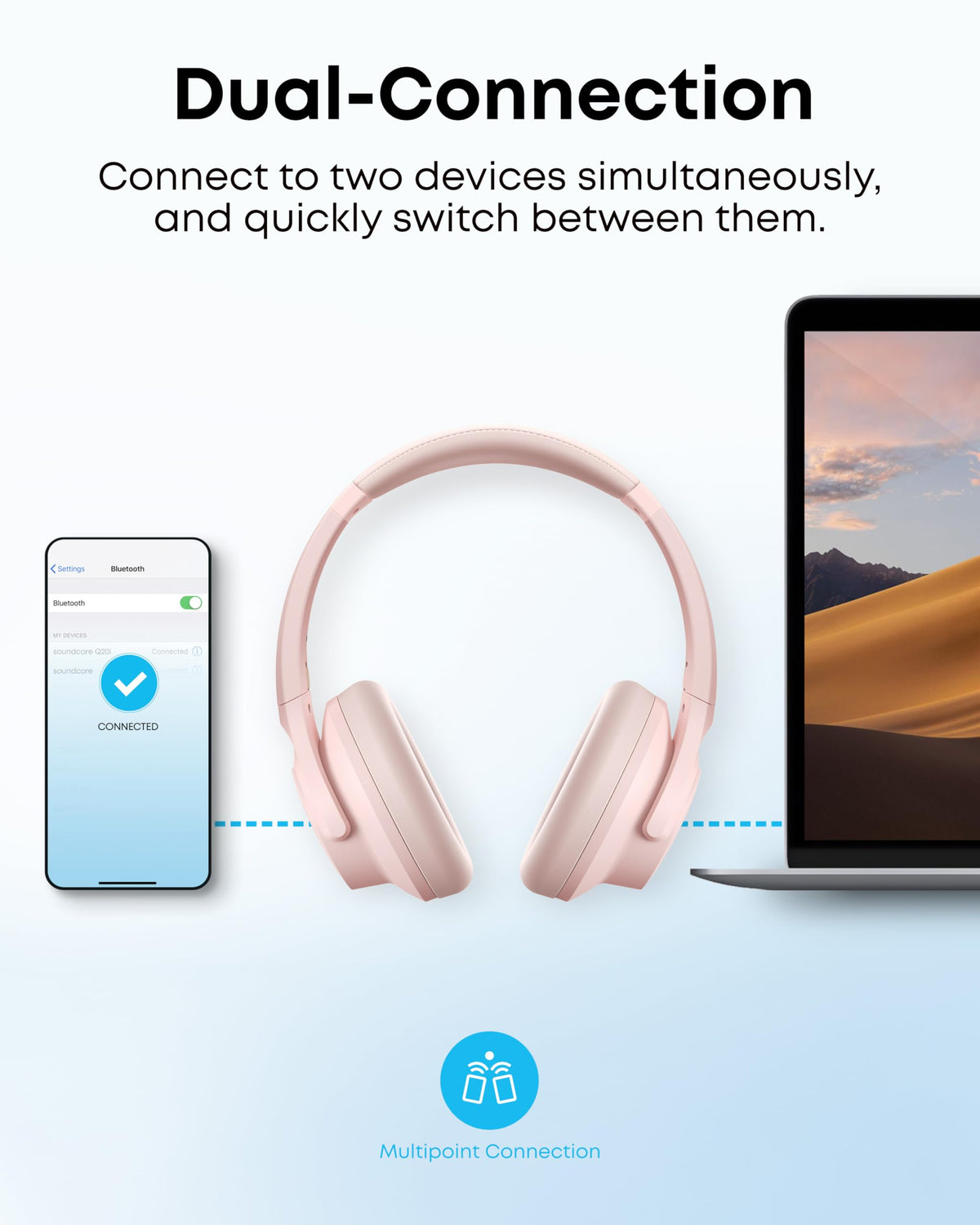 soundcore by Anker Q20i Hybrid Active Noise Cancelling Headphones, Black