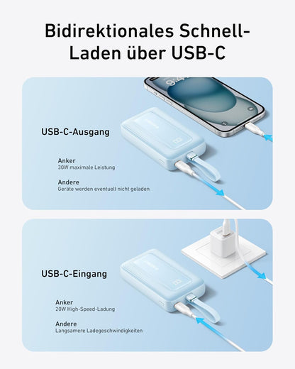 Anker Power Bank,10,000mAh 30W with USB-C Travel Essential Portable Charger