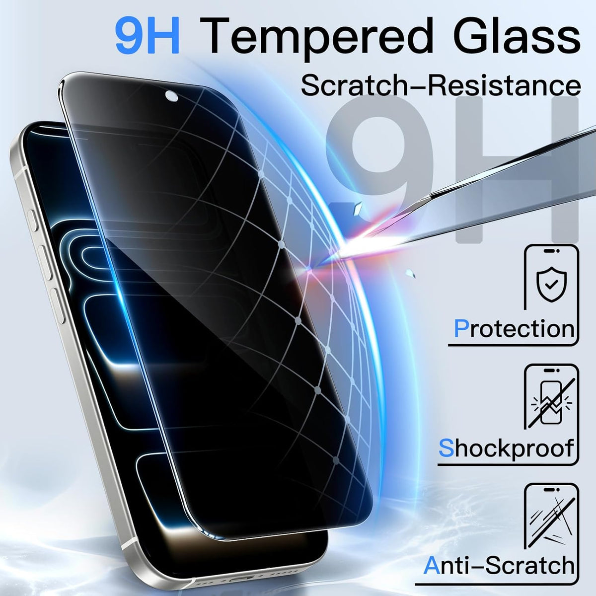 JETech Privacy Screen Protector for iPhone 16 Pro Max, 2-Pack