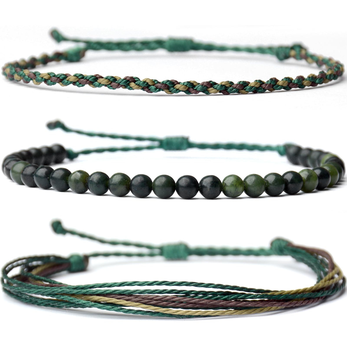 Mezcla Vida Handmade Natural Stone Beaded Healing Bracelet Gift for Men Adjustable Rope String Bracelet