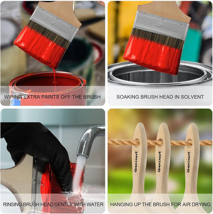 Genixart Double Thick Chip Paint Brush, Wood Stain Brush for Fence, 4 Inch