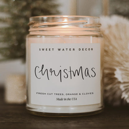 Sweet Water Decor Christmas Candle Gift, Holiday Scented 9oz Clear Jar