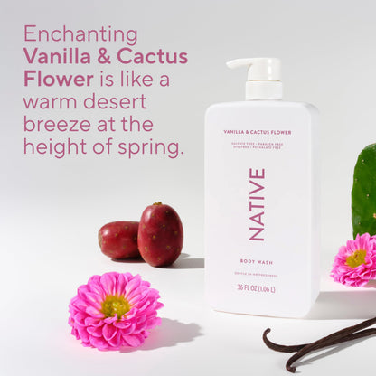 Native Body Wash 3 Pack - Natural Body Wash Women & Men - SLS & Paraben Free - Cucumber & Mint, Coconut & Vanilla, Lavender & Rose