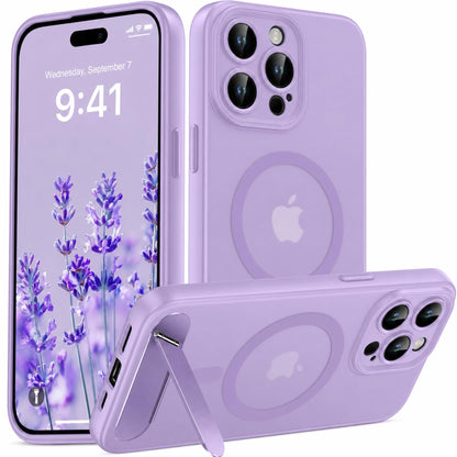 Magnetic Compatible with iPhone 16 Case, [Built-in Kickstand][Full Camera Protection][Compatible with MagSafe][Anti-Fingerprint] Shockproof Phone Case for iPhone 16 6.1",Brown
