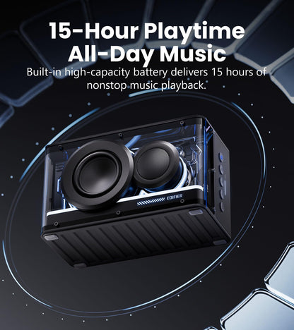 Edifier QD25 Bluetooth Speaker | Portable Desktop Audio, 25W (RMS) Dynamic Sound, Hi-Res Audio, Splendid Light Effects, 15H Playtime, Bluetooth 6.0, Wireless Stereo Pairing, White