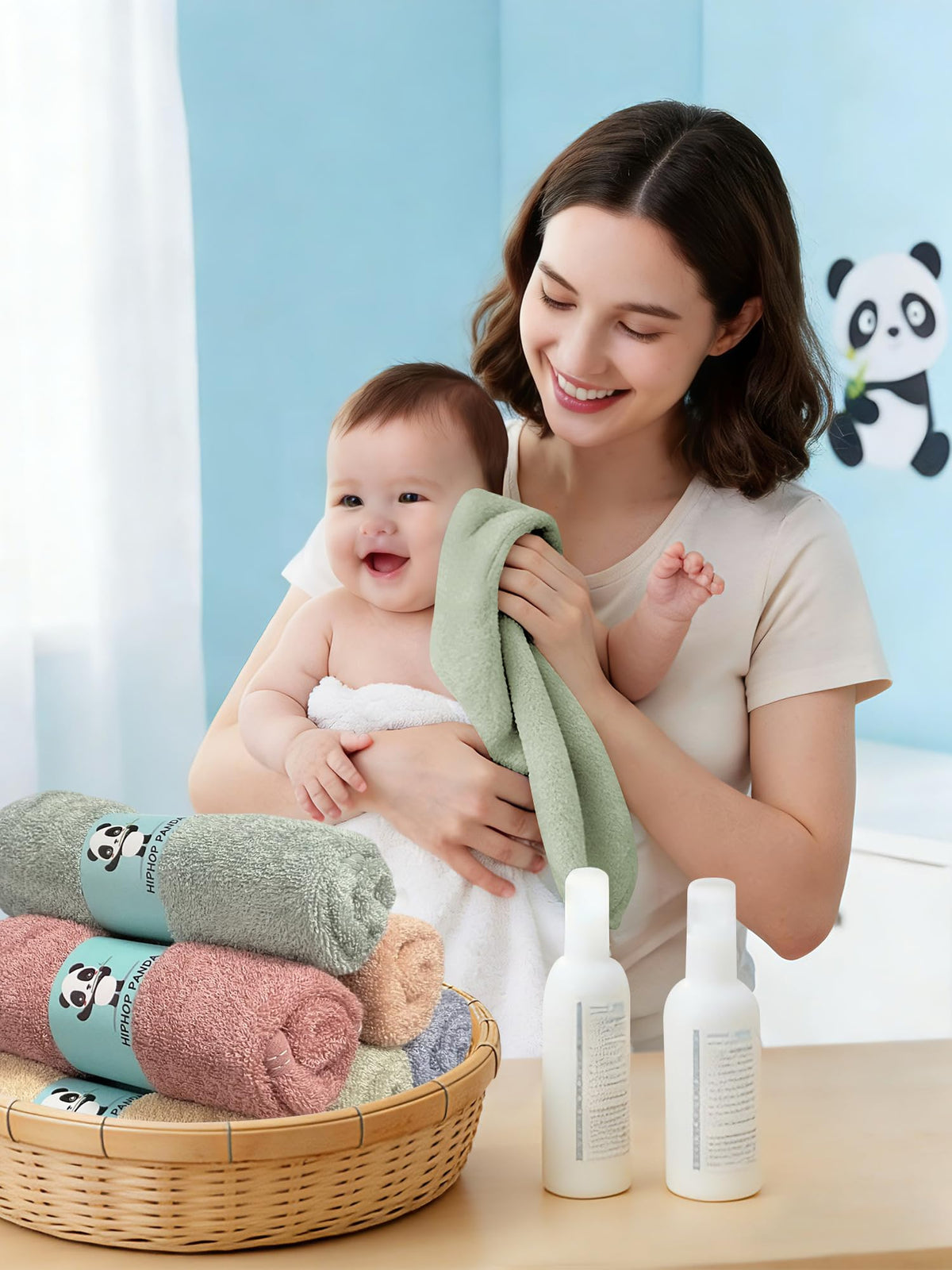 HIPHOP PANDA Soft Baby Washcloths, 2-Layer, 30 Pack Newborn Gift Set