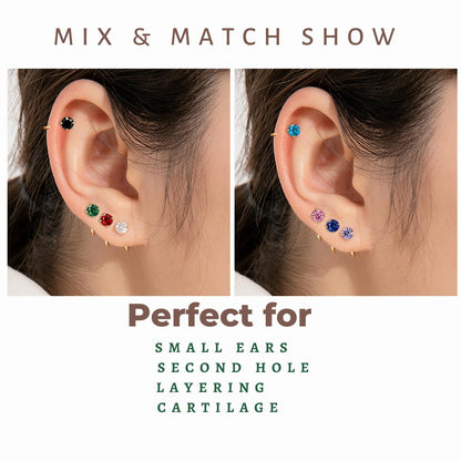 925 Sterling Silver Small Huggie Half Hoop Earrings for Women