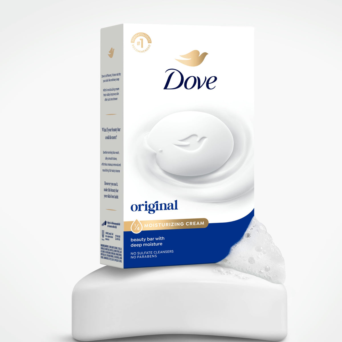 Dove Beauty Bar Soap Original 8 Count for Soft, Smooth Skin, with 1/4 Moisturizing Cream 3.75 oz