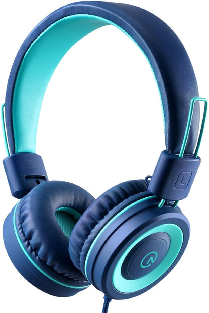 noot products K11 Kids Headphones with Wired Cord 3.5mm Jack Navy/Teal