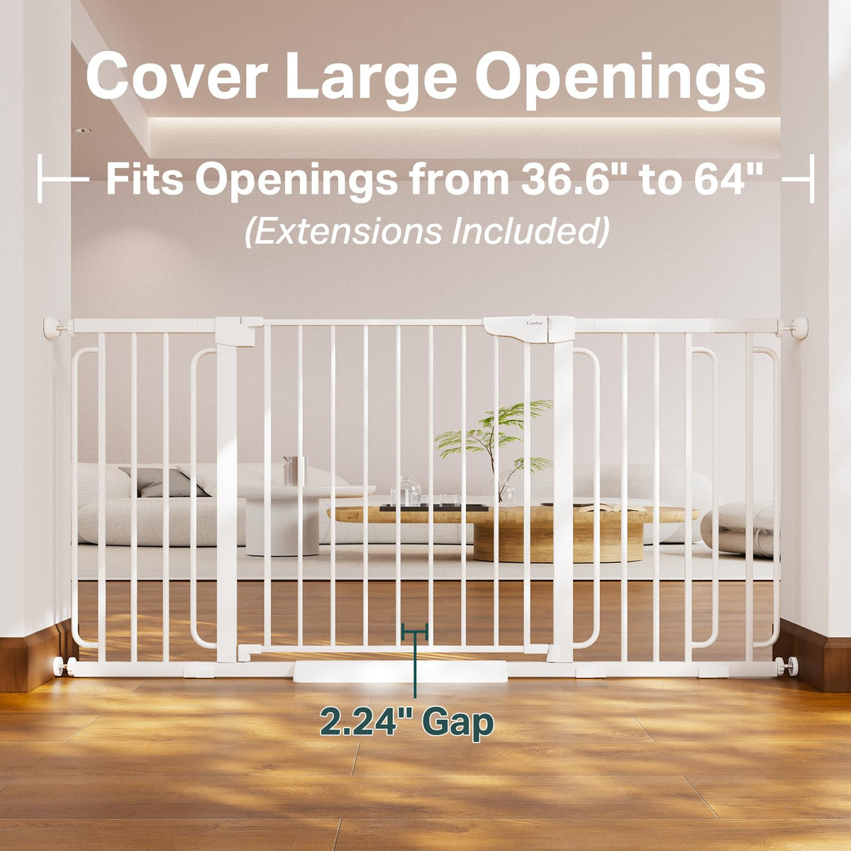 Cumbor 29.7-51.5 in Extra Wide Baby Gate for Stairs, Dog Gate Indoor Black