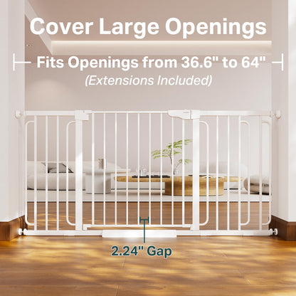 Cumbor 29.7-51.5 in Extra Wide Baby Gate for Stairs, Dog Gate Indoor Black