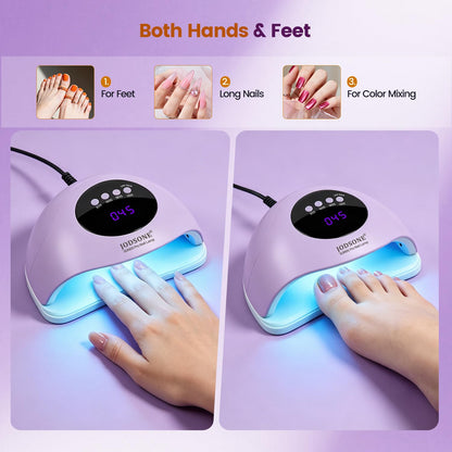 JODSONE Gel Nail Kit,210Pcs BS-74 Short Almond Nail Tips with U V Light
