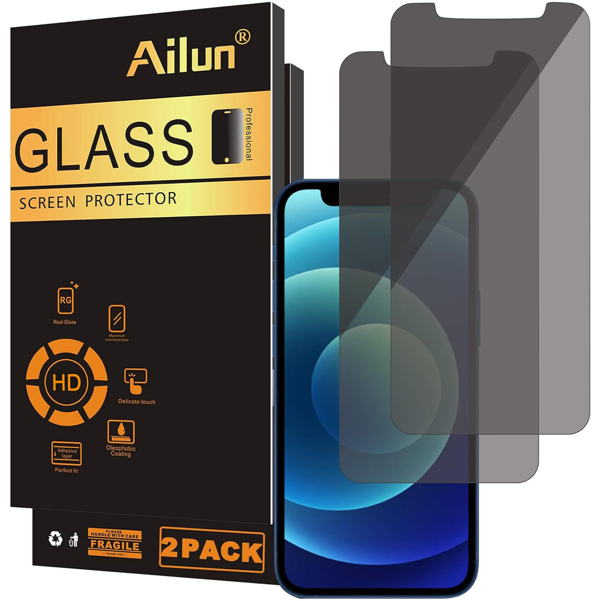 Ailun 3 Pack Privacy Screen Protector for iPhone 17 Pro Max, Tempered Glass
