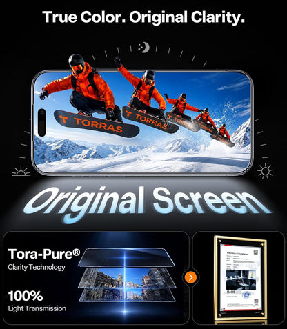 TORRAS Military-Grade Unbreakable for iPhone 18 Pro Screen Protector 2-Pack
