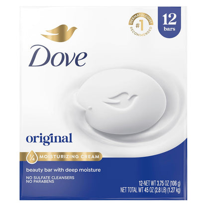 Dove Beauty Bar Soap Original 8 Count for Soft, Smooth Skin, with 1/4 Moisturizing Cream 3.75 oz