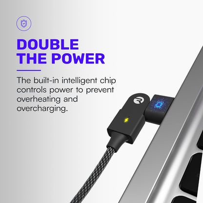 Raycon Magic Spin Cable - 6.6 Feet 100W Fast Charging Type C to Type C Cable for iPhone 16, Samsung Galaxy S24, Google Pixel 7, OnePlus 11, iPad Pro, MacBook Air (Blue, 6.6 Feet)
