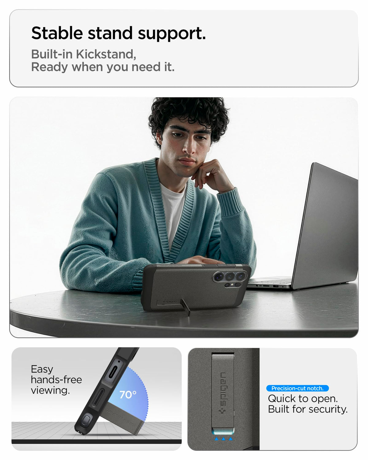 Spigen for Galaxy S26 Case, Tough Armor MagFit [Kickstand] [Compatible with MagSafe] [Military-Grade Protection] - Black