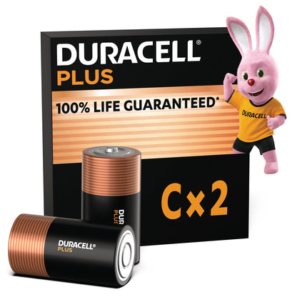 DURACELL Plus 9V Alkaline Batteries (2 Pack) 6LR61
