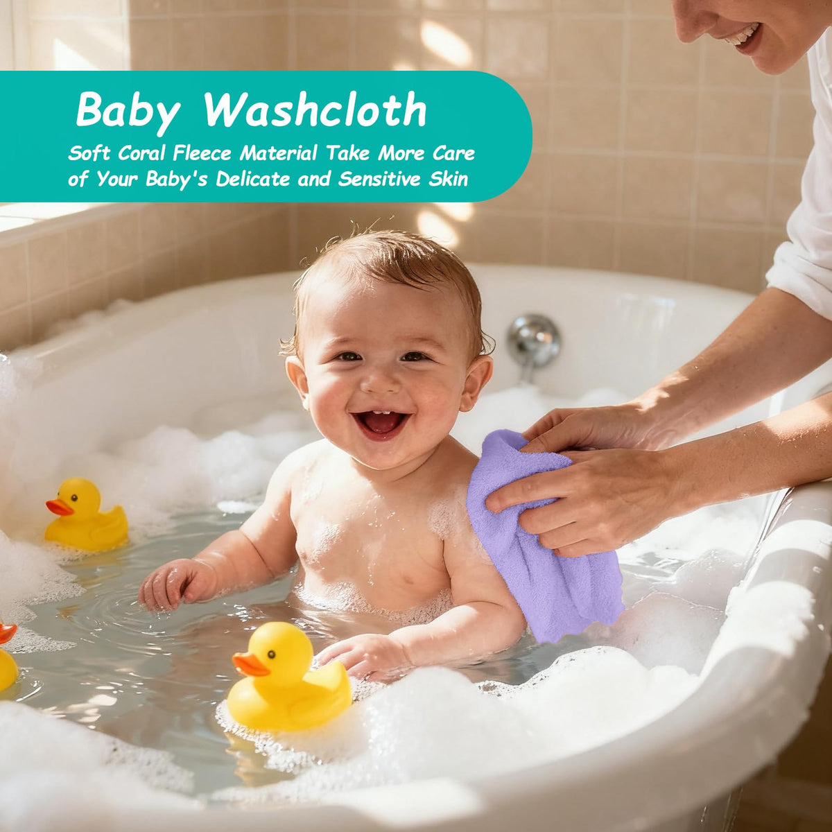 HOMEXCEL Baby Washcloths 24 Pack Microfiber Coral Fleece Soft Wash Cloths