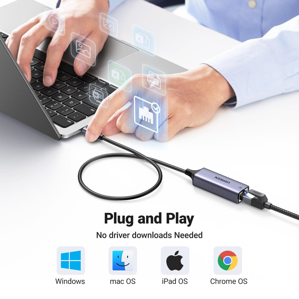 UGREEN USB C to Ethernet Adapter, Plug and Play 1Gbps Aluminum Adapter