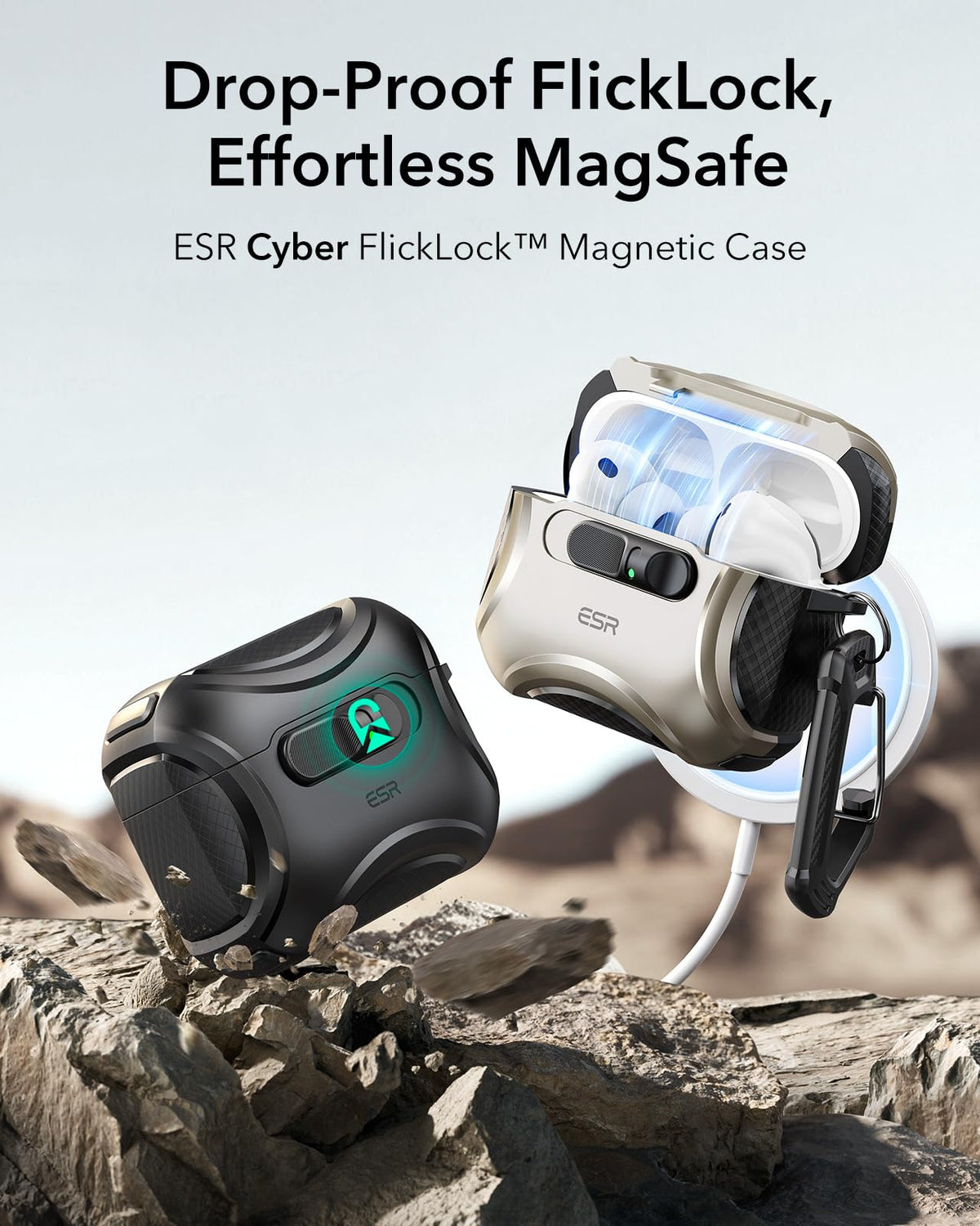 ESR for AirPods Pro 2 Case, Compatible with MagSafe, Cyber Series, Black