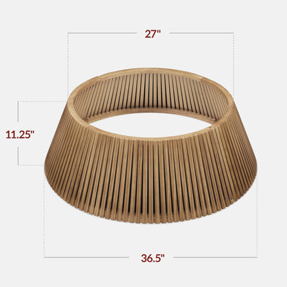 Best Choice Products 36in Christmas Tree Collar, Solid Wood Slatted Tree Skirt Holiday Accessory for Home - Walnut