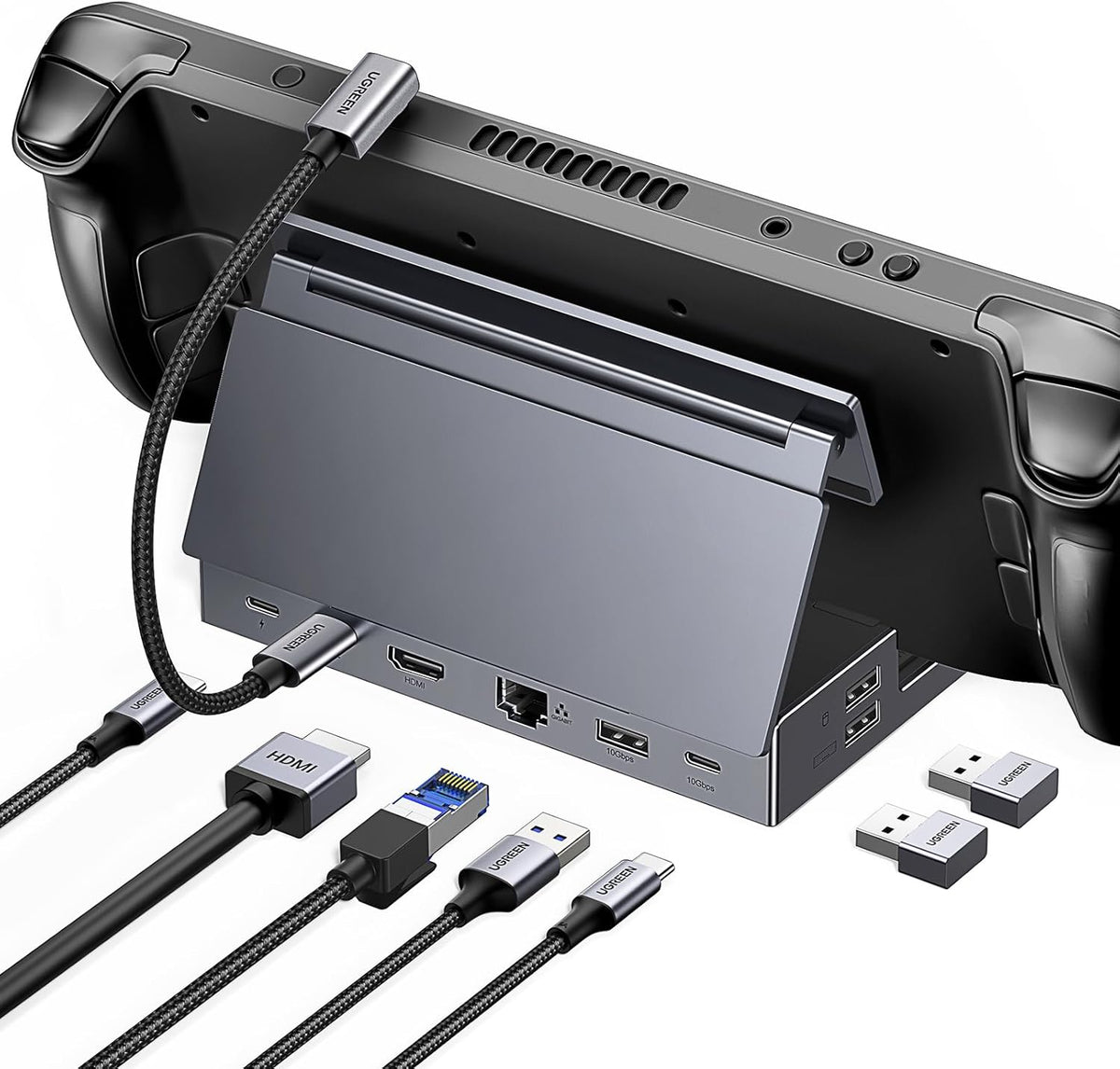 UGREEN Steam Deck Dock 9-in-1 USB C Docking Station Foldable Stand