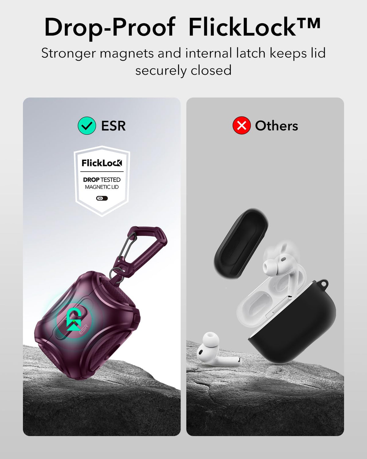 ESR for AirPods 5/4 Case, Compatible with MagSafe, Drop-Proof Lock, Black