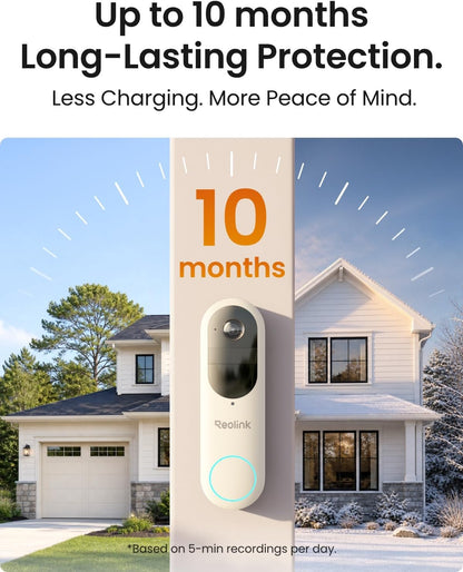 REOLINK Battery Video Doorbell (2nd Gen) 2K Wireless Camera White Version