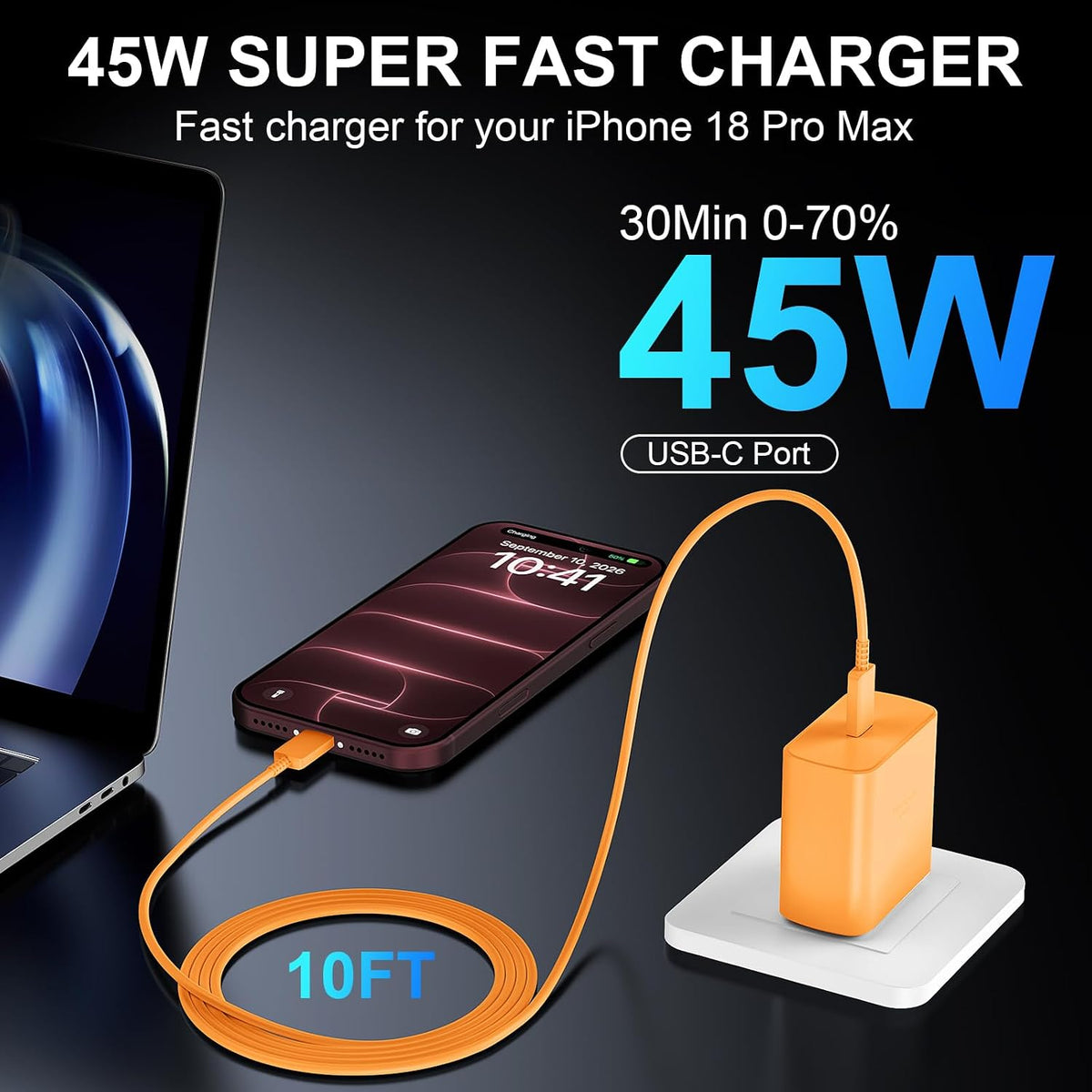 Phone 18 17 Pro Max Charger Fast Charging 45W USBC Phone Duo Fast Charger