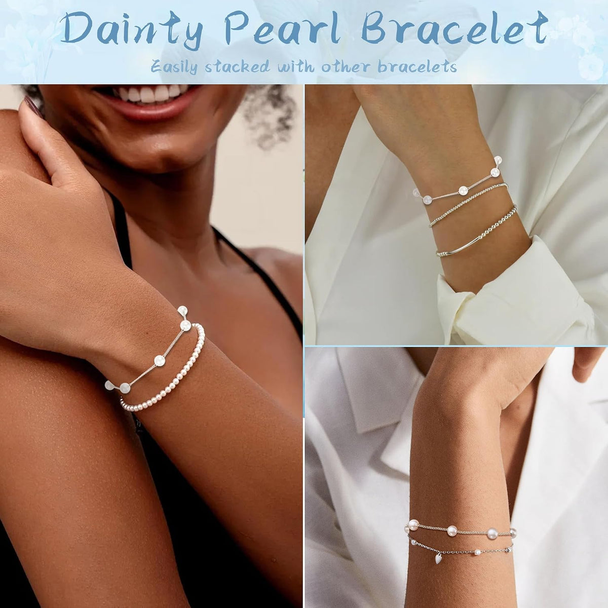 Pearl Bracelets for Women and Girls, Dainty Bracelet Wedding Pearl Jewelry
