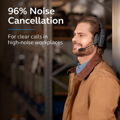 BlueParrott B450-XT Noise Cancelling Bluetooth Headset – Updated Design with Long Wireless Range, Up to 24 Hours of Talk Time & IP54-Rated Wireless Headset (Renewed)