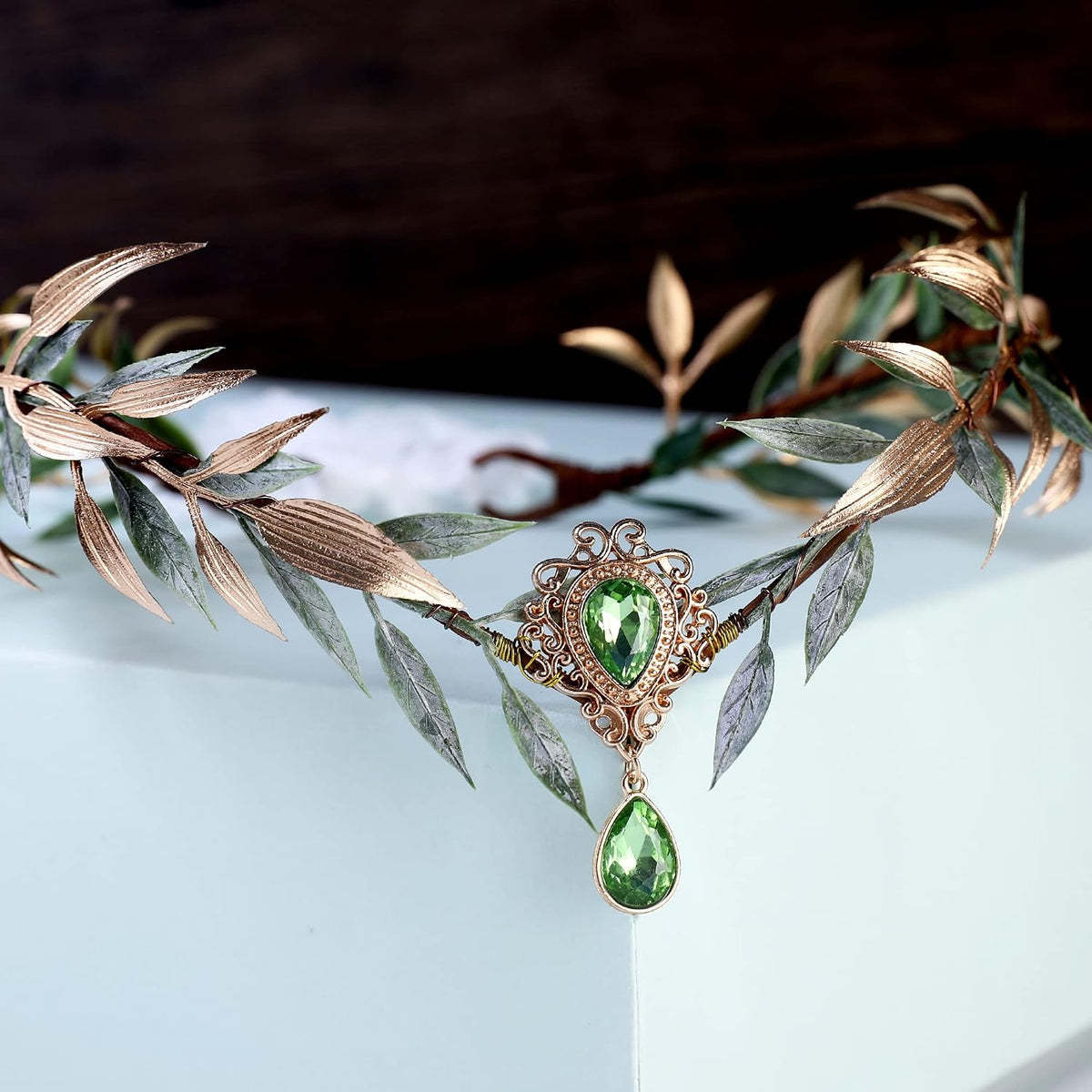 MOSTORY Renaissance Fairy Flower Crown, Woodland Elf Crown Headpiece