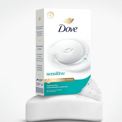 Dove Sensitive Beauty Bar Soap, Fragrance Free, 8 Count, 3.75 oz