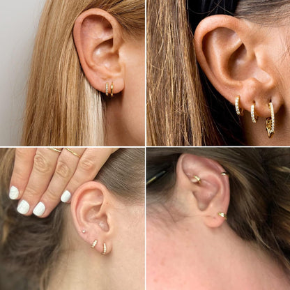 CZ Huggie Hoop Earrings, Stainless Steel Small Hoop Earrings