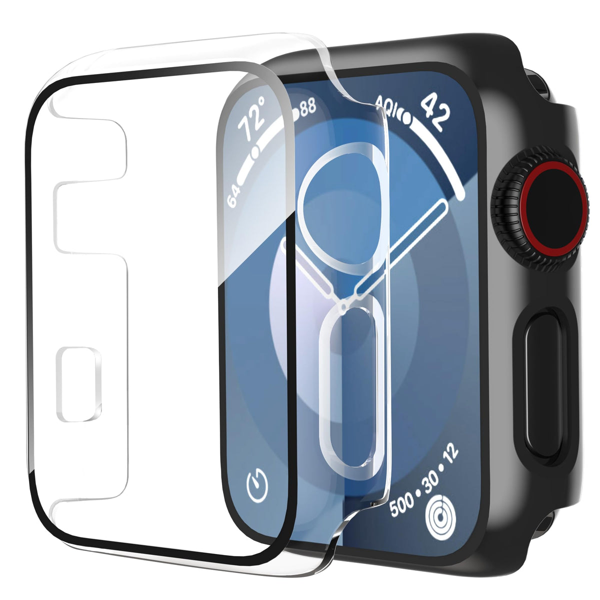 Smiling 2 Pack Case Compatible with Apple Watch Series 9 (2023)/Series 8 /Series 7 45mm with Tempered Glass Screen Protector, Hard PC Case Overall Protective Cover- Starlight