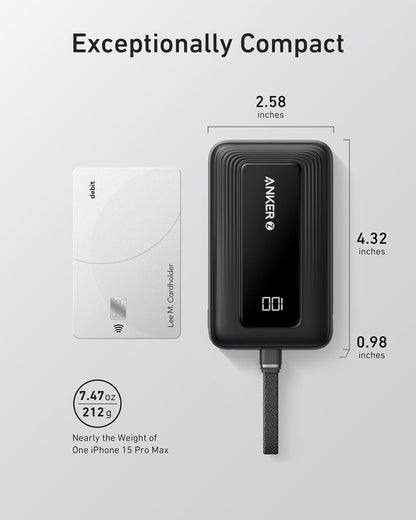 Anker Power Bank,10,000mAh 30W with USB-C Travel Essential Portable Charger