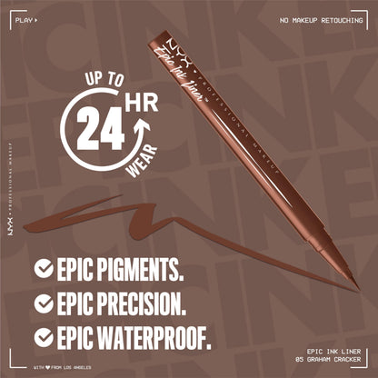 NYX PROFESSIONAL MAKEUP Epic Ink Eyeliner with Up To 24HR Wear, Black
