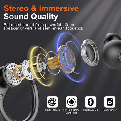 Wireless Earbuds Sports, 75Hrs Bluetooth 5.4 Headphones, Bass Hi-Fi Stereo