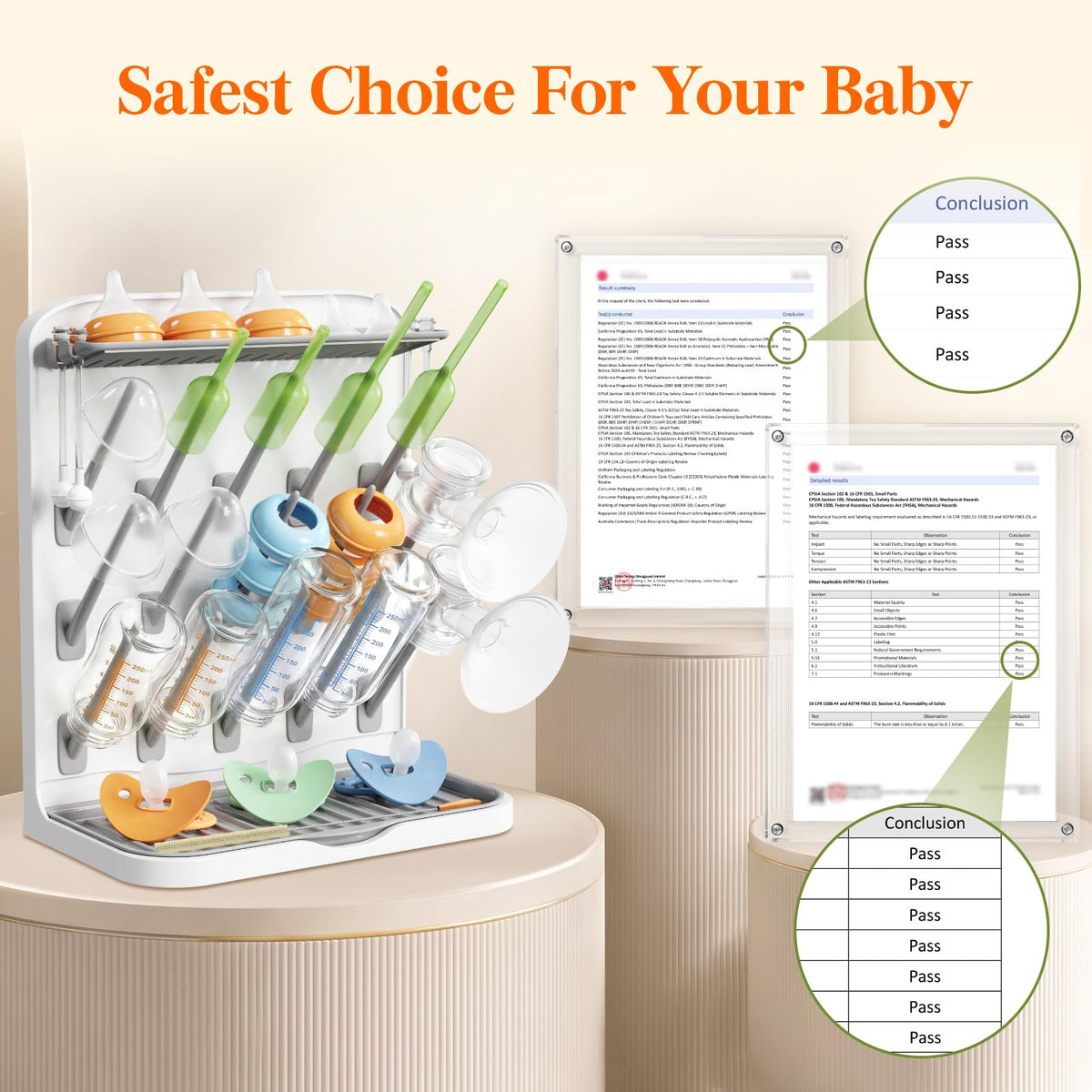 Lifewit 10-Hooks Baby Bottle Drying Rack for Countertop, BPA Free