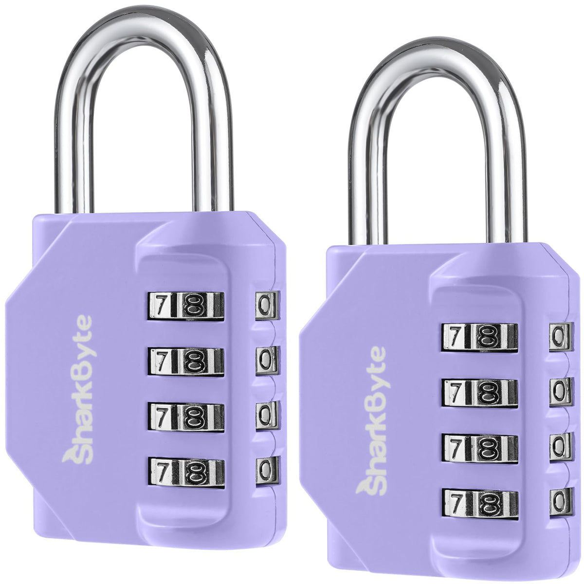 SharkByte Heavy Duty Combination Padlock – 4-Digit Weatherproof Outdoor Lock with Stainless Steel Shackle, Anti-Rust Resettable Code for Gym, School, Locker, Shed, Toolbox, Gate & Warehouse - Purple