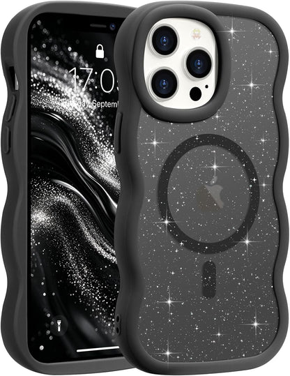 Pepmune for iPhone 16 Pro Max Case Curly Wavy Frame Translucent, Burgundy