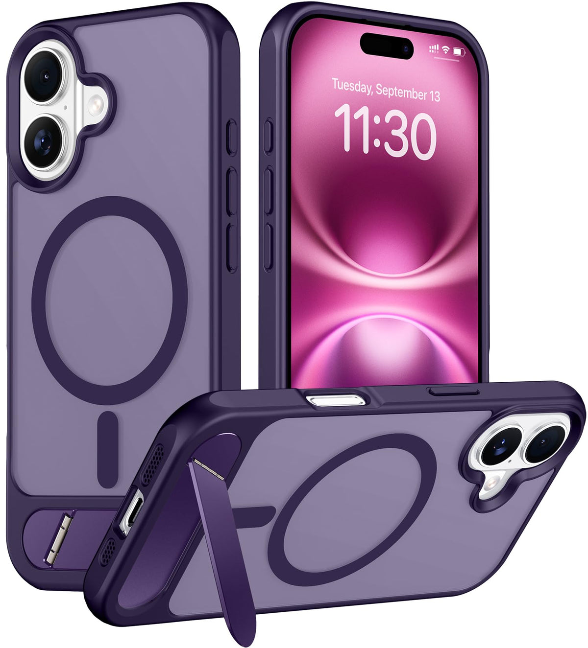 Temdan Magnetic Compatible with iPhone 16 Pro Max Case, [Built-in Invisible Kickstand][Compatible with MagSafe] [Military Grade Shockproof] Slim Translucent Matte Phone Case for iPhone 16 Pro Max 6.9"