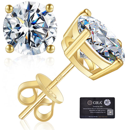 Moissanite Stud Earrings GRA 925 Sterling Silver Earrings for Men