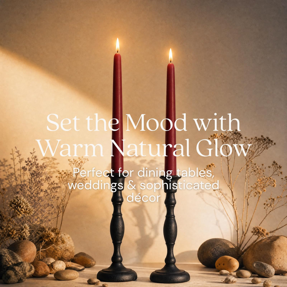 Taper Candles, 12 Inch Terracotta, 2 Count