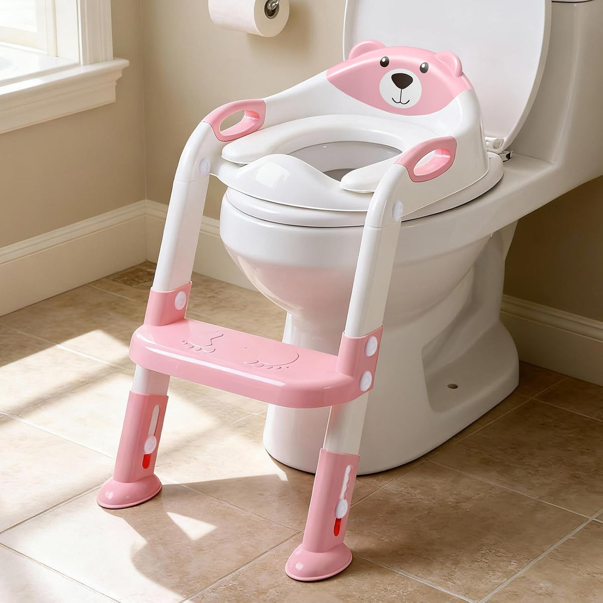 Potty Training Toilet for Toddlers, 2-in-1 Potty Training seat, Anti-Slip (Chocolate, Bear)